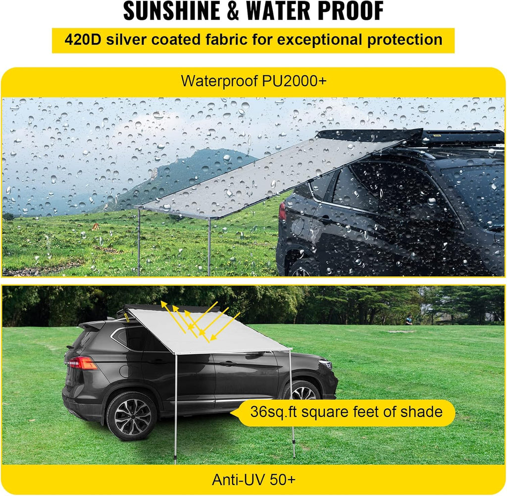 Grey 6'x6' Retractable Vehicle Awning with Carry Bag R21741