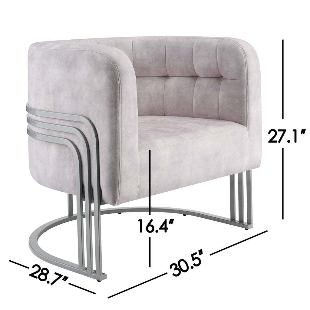 Beige Velvet Tufted Curved Back Barrel Accent Chair U397764