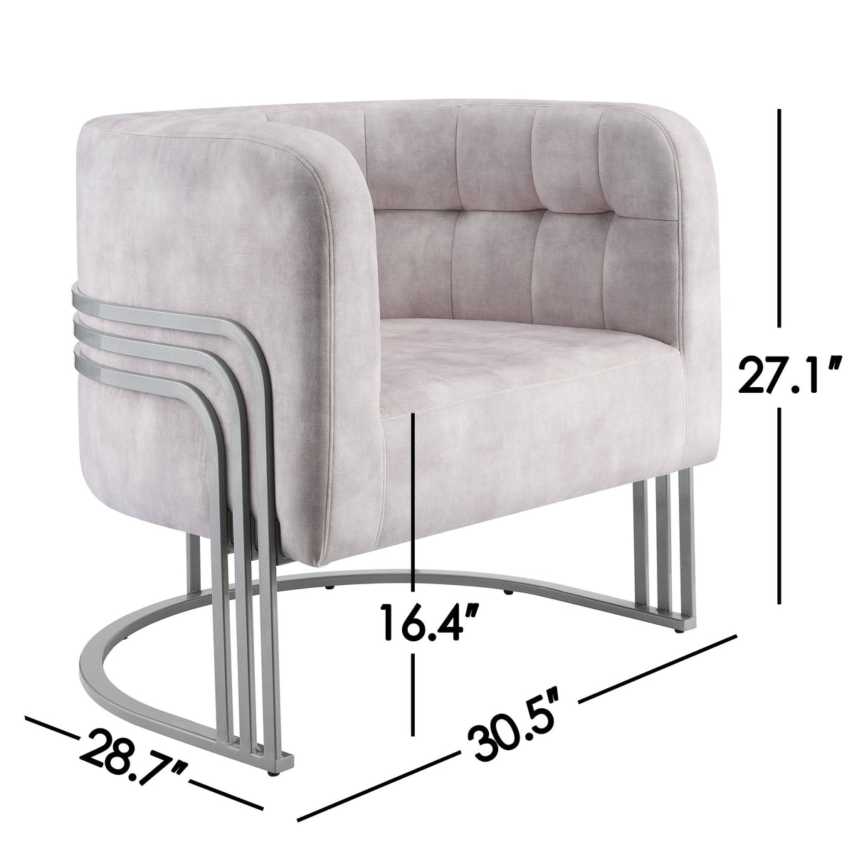 Beige Velvet Tufted Curved Back Barrel Accent Chair U397764