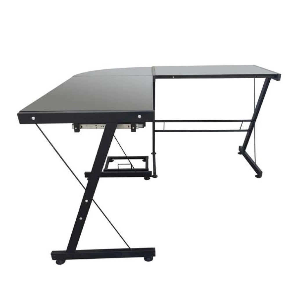 L-Shaped Corner Computer Game Desk with Removable Keyboard Tray D488