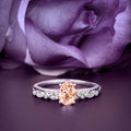 2.00 Carat Oval Cut Morganite And Diamond Moissanite Engagement Ring Set in 925 Sterling Silver With 18k White Gold Plating Z9696