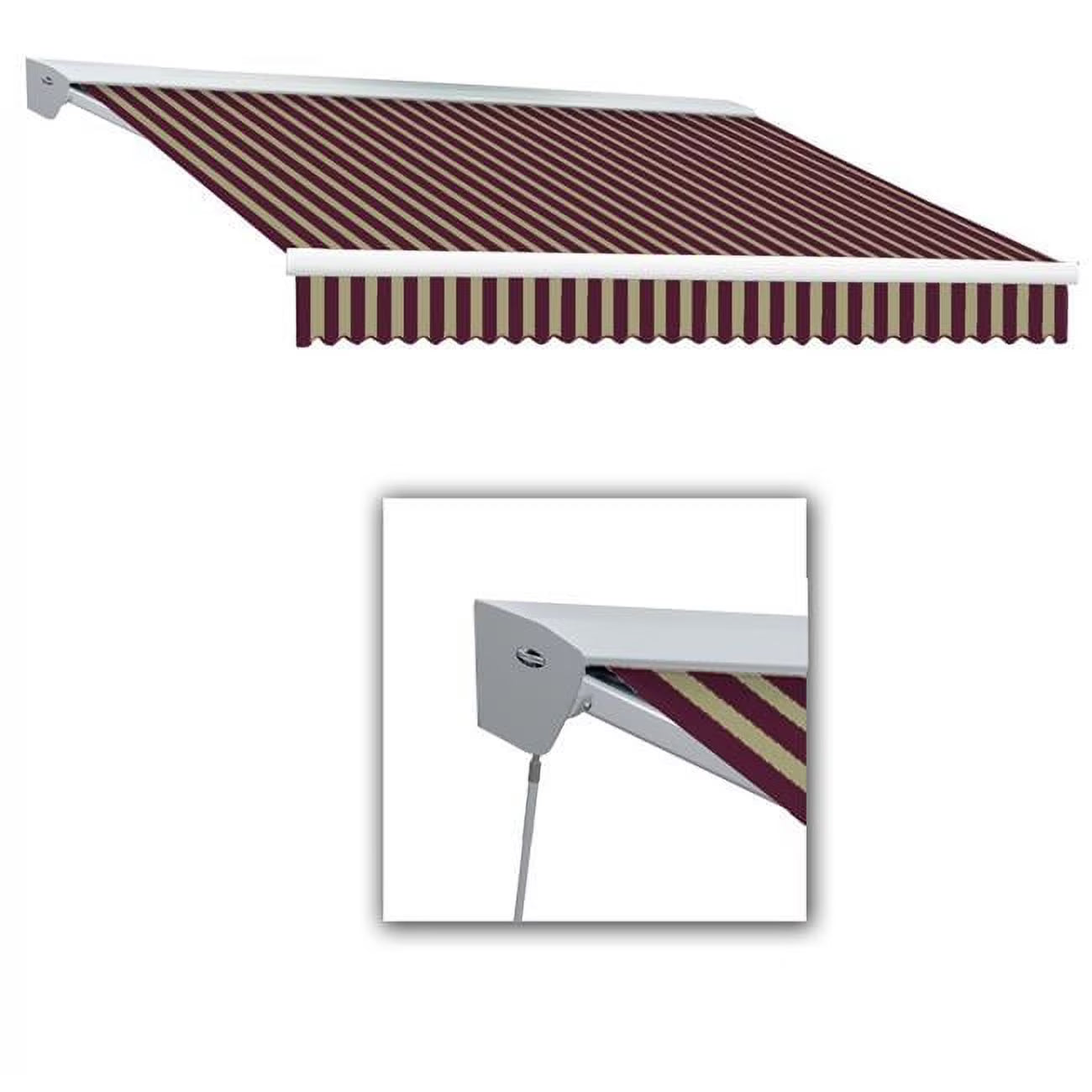 12 ft. Retractable Awning, Burgundy & Tan U6269
