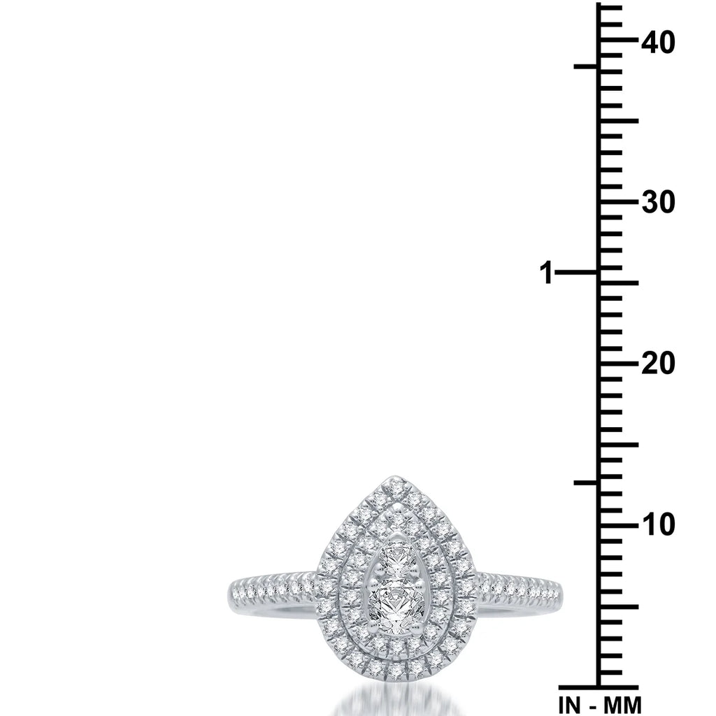 Pear Halo Diamond 10 Kt White Gold Engagement Ring N705