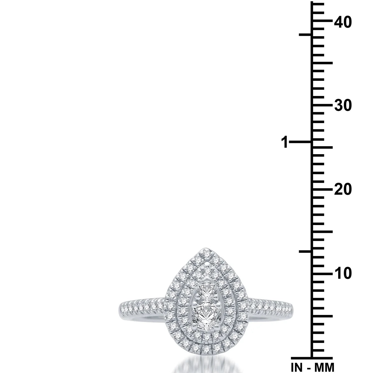 Pear Halo Diamond 10 Kt White Gold Engagement Ring N705