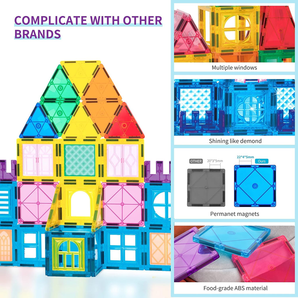 Magnetic Tiles 102Pcs Building Blocks Toy Castle Building Kit X944