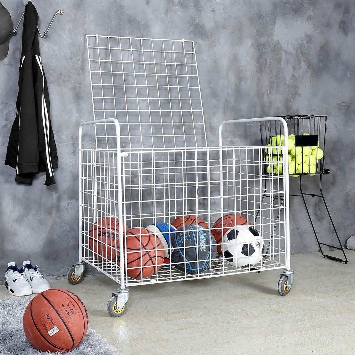 Metal Rolling Multi Sports Ball Storage Cart V39742