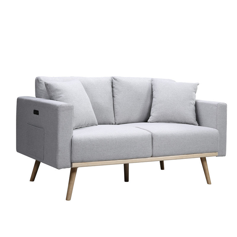 Light Gray Linen Fabric Sofa Loveseat Set H4510