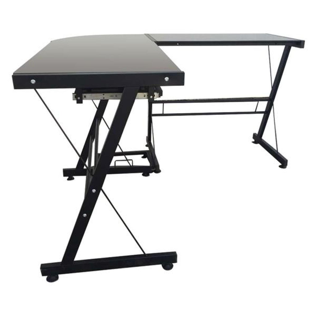 L-Shaped Corner Computer Game Desk with Removable Keyboard Tray D488