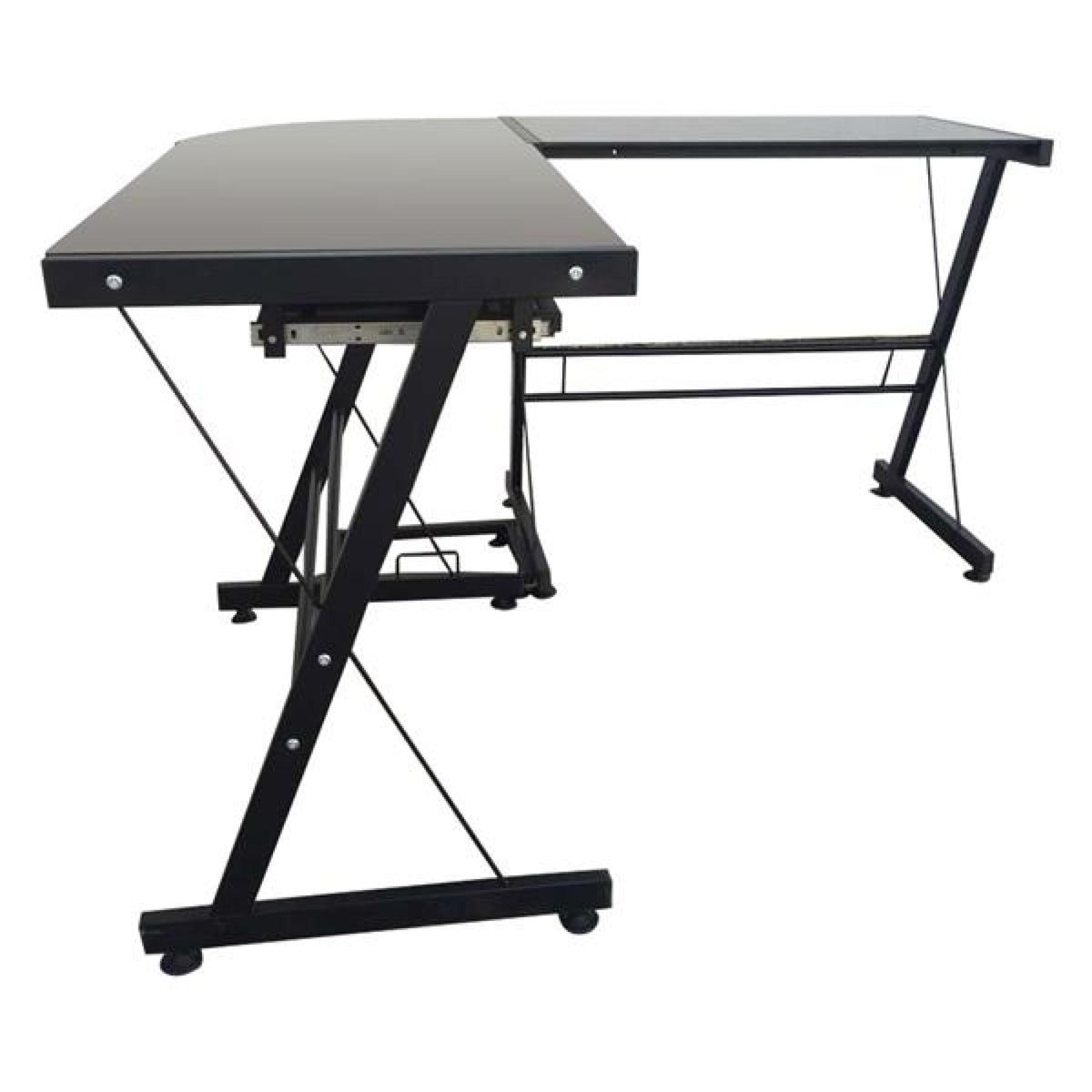L-Shaped Corner Computer Game Desk with Removable Keyboard Tray D488