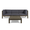 4 Piece Outdoor Acacia Wood Sofa Set in Gray T886