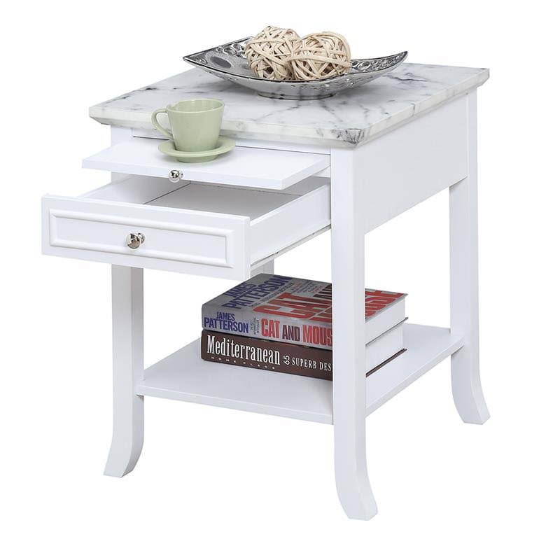White End Table with Drawer and Slide H689