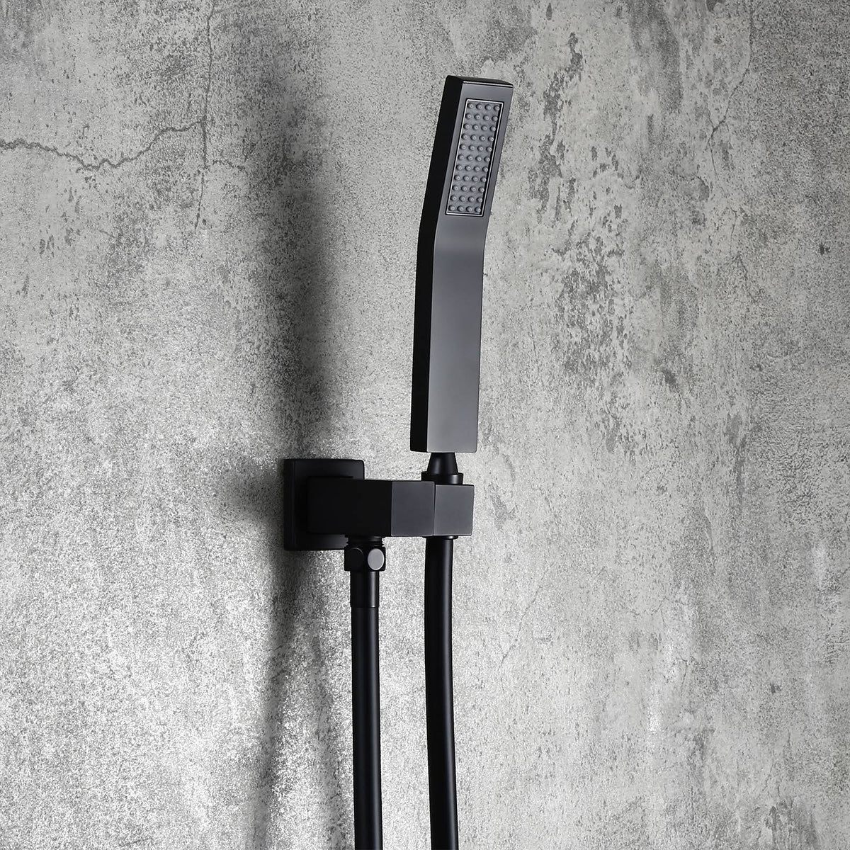 Matte Black Square Rain Shower Set with Ceiling Mount Rainfall Shower Head C4114