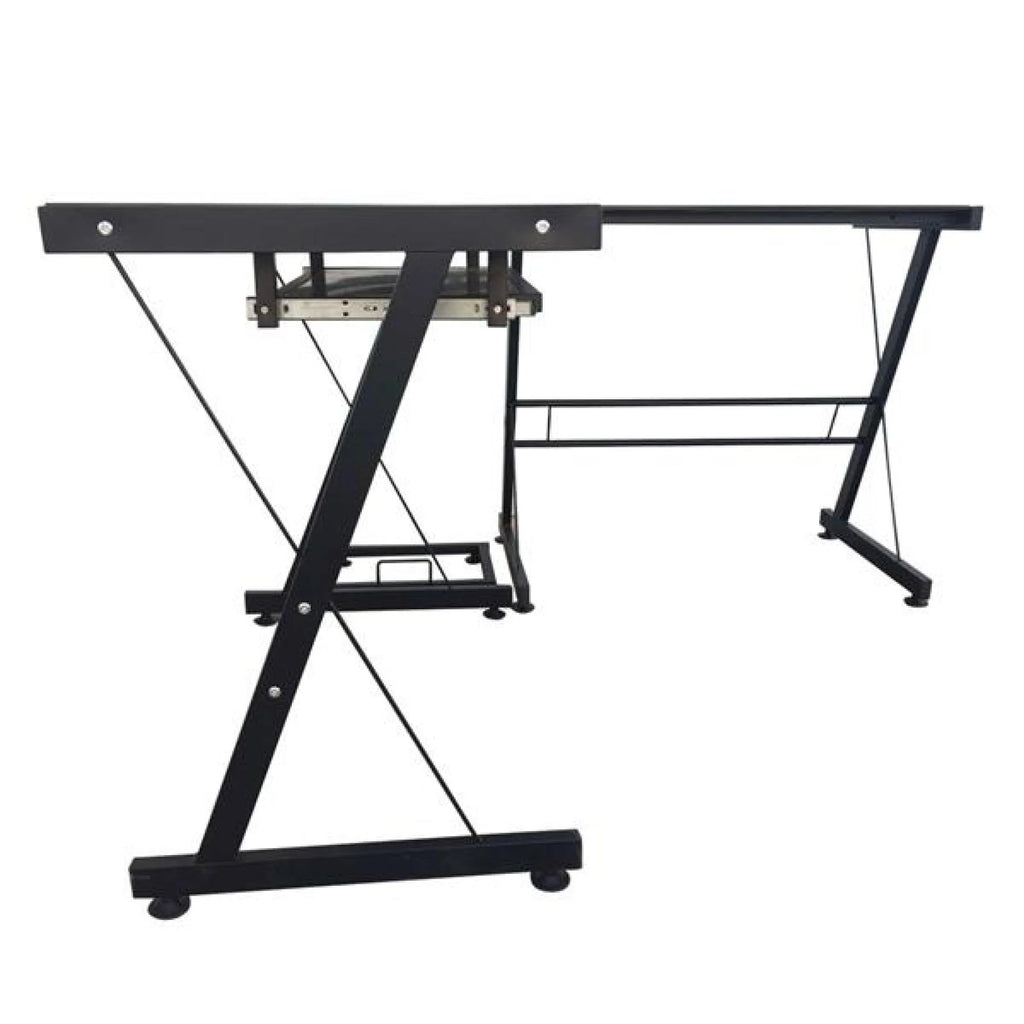 L-Shaped Corner Computer Game Desk with Removable Keyboard Tray D488