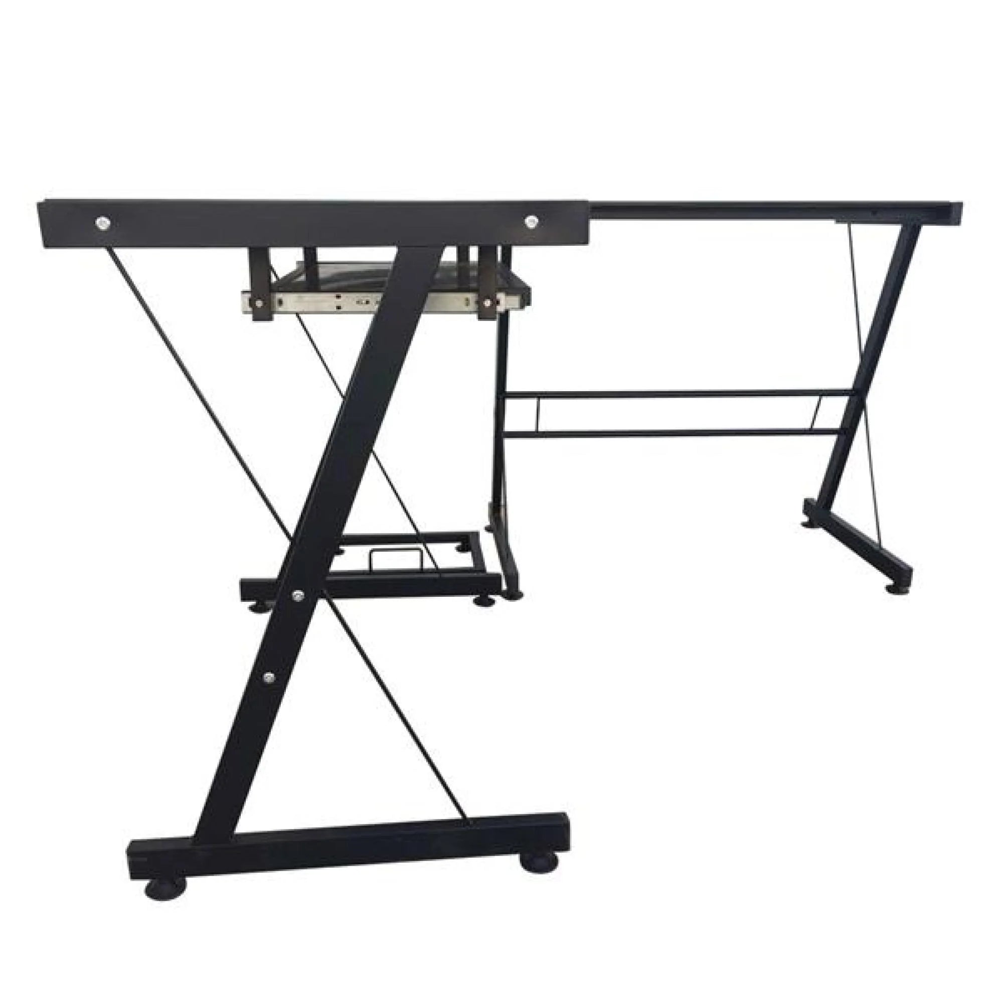 L-Shaped Corner Computer Game Desk with Removable Keyboard Tray D488