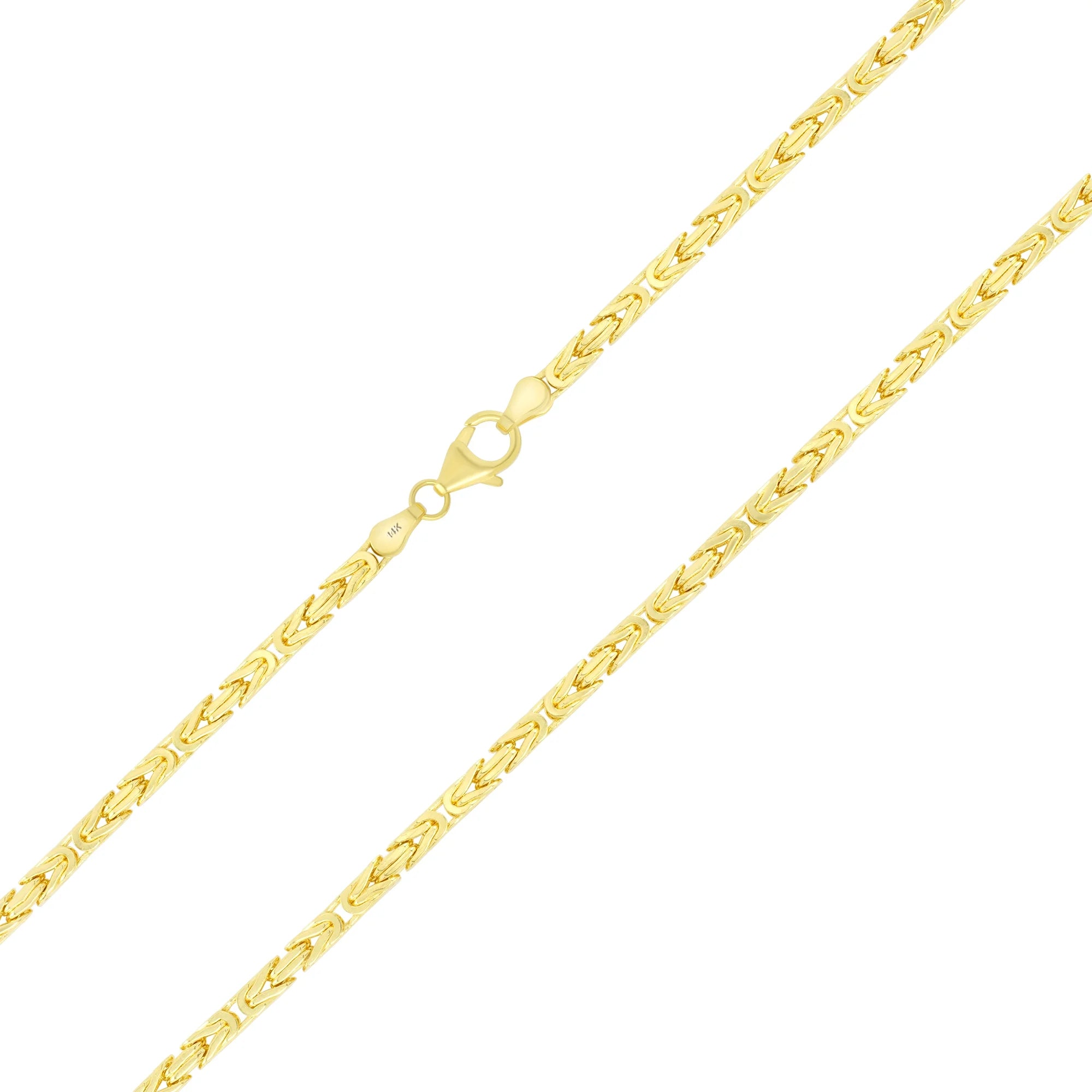 14K Yellow Gold Solid 3mm Byzantine Link Chain Pendant Necklace K2092