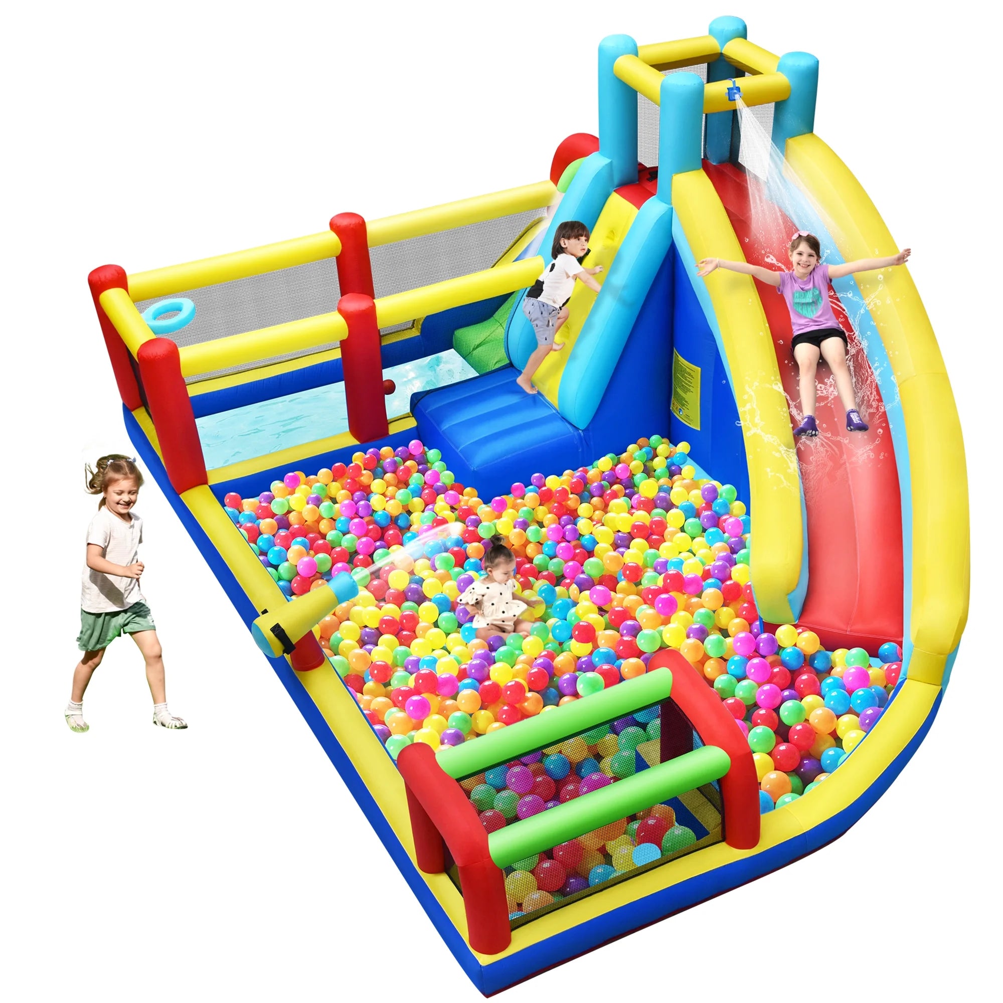 Inflatable Water Slide Park with Climbing Wall and Splash Pool C103