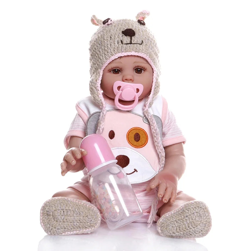 48CM Soft Silicone Reborn Baby Doll in Pink Dress J966