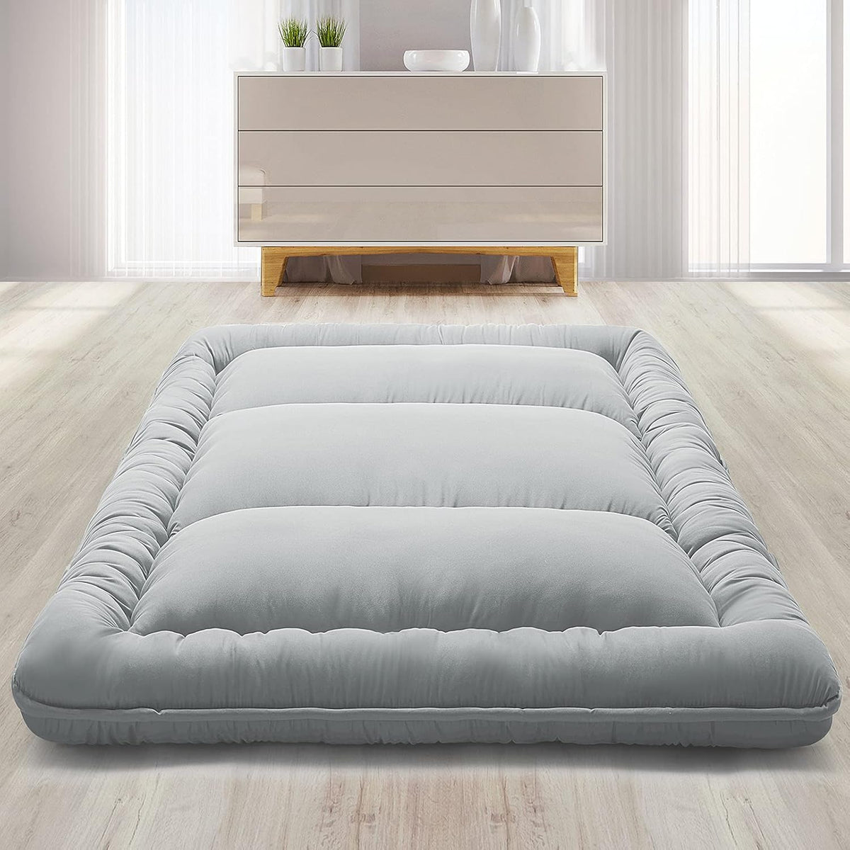 Black Japanese Futon Mattress with Cover S320473
