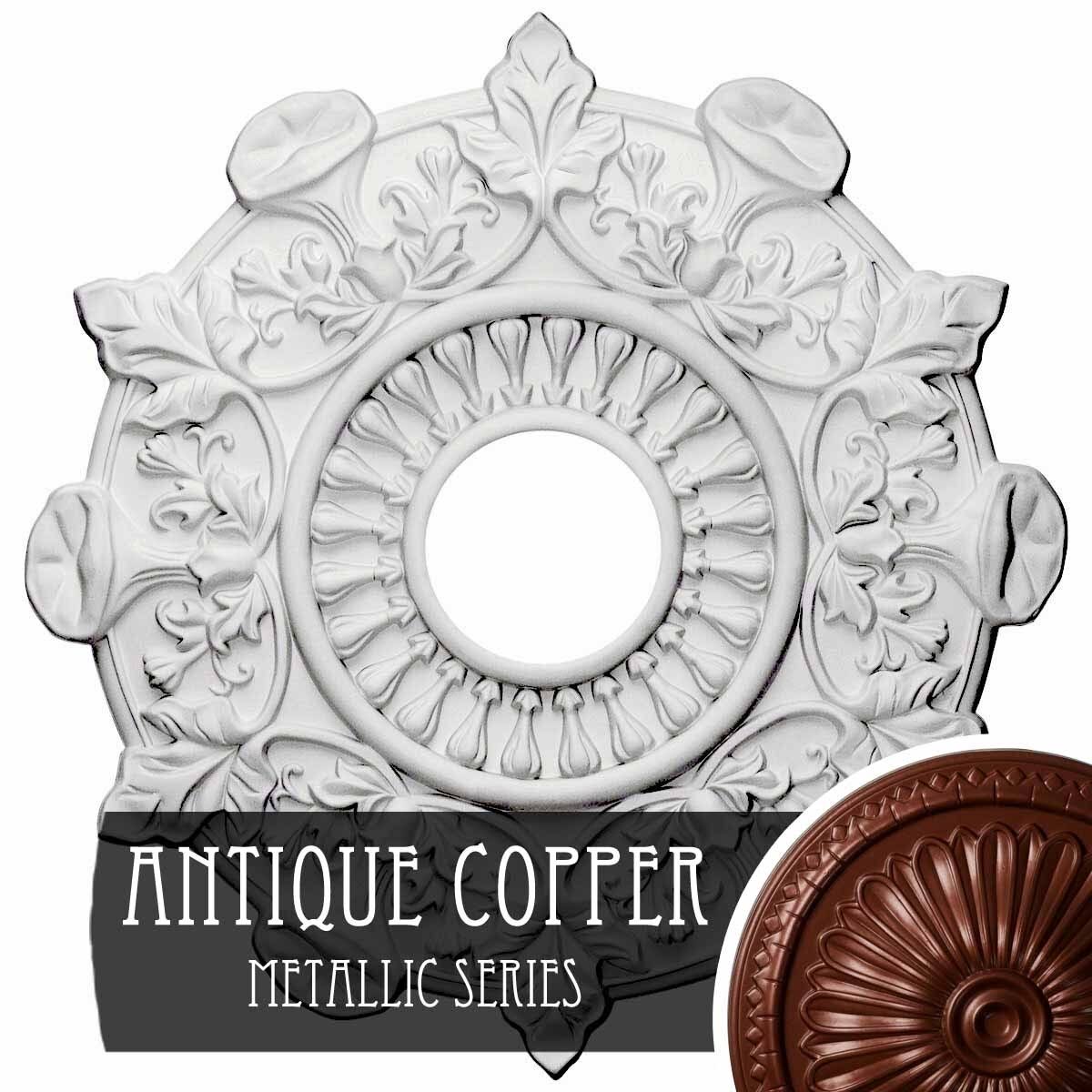 17 1/2x22OD x 4x22ID x 1x22P Hand-Painted Ceiling Medallion Q110474
