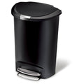 Black Plastic Semi-Round Step Trash Can P63694