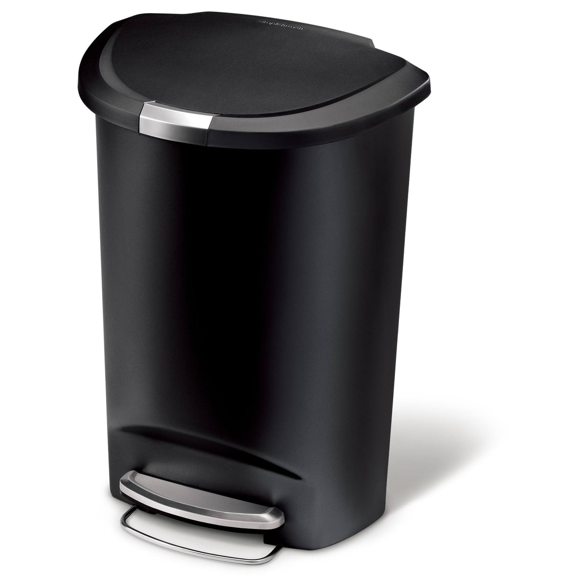 Black Plastic Semi-Round Step Trash Can P63694