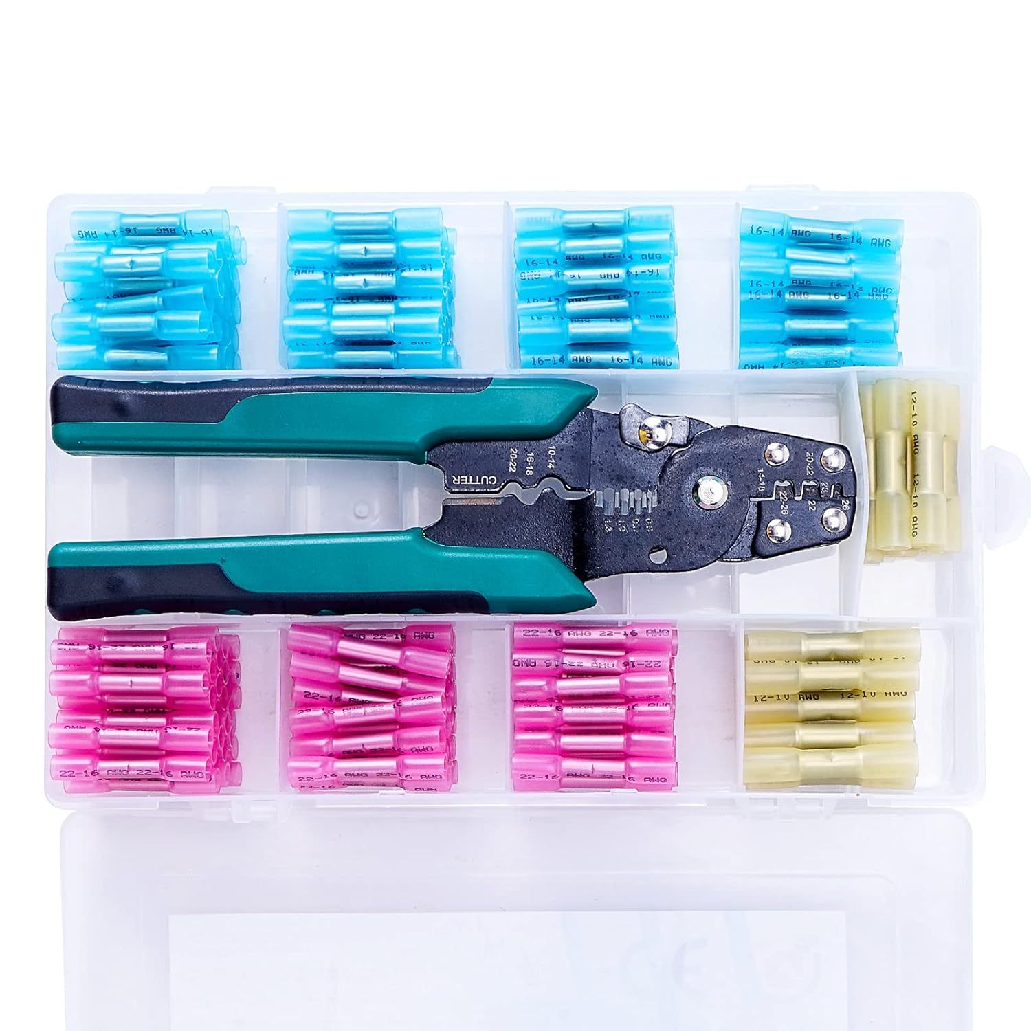 200PCS Heat Shrink Butt Connectors Kit with Crimper F295