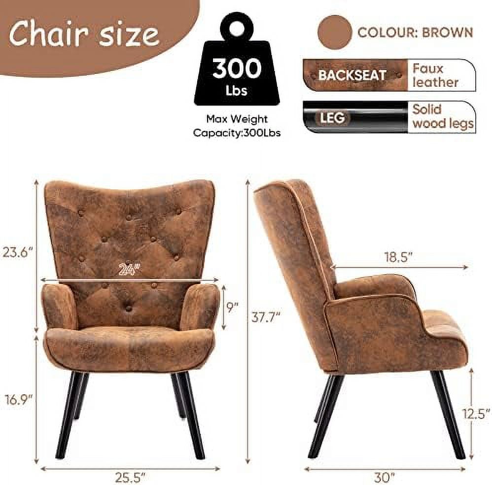 Brow Microfiber Cushioned Wingback Armchairs Set Q980