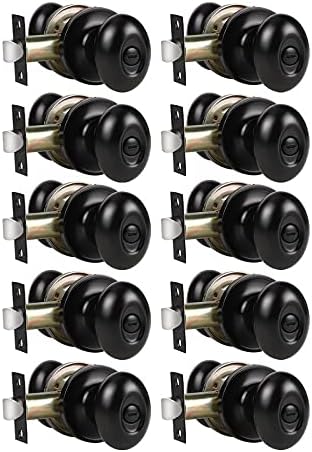 Matte Black Privacy Door Knobs with Lock, 10 Pack B451