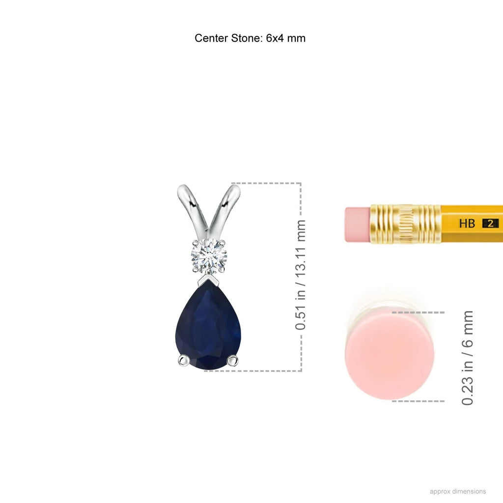 Blue Sapphire Teardrop Pendant Necklace in 14K White Gold U1680