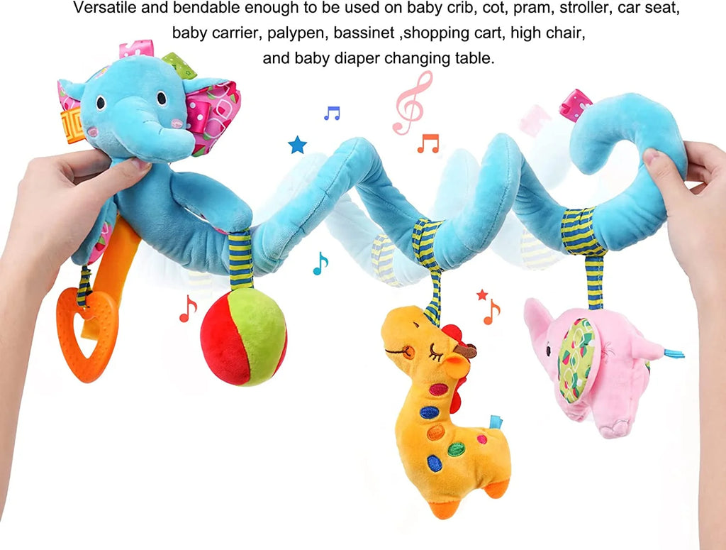 Blue Elephant Hanging Plush Rattle Crib Toy I50747