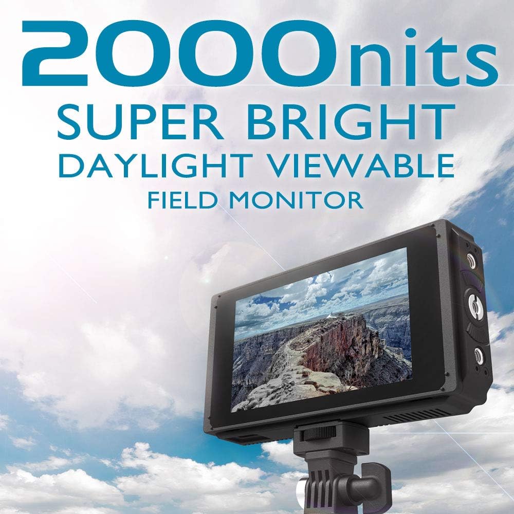 5 Inch 2000nit Touch Screen DSLR Camera Field Monitor with 3D LUT, 4K HDMI Input/Output, Dual NP-F Battery Mount H461
