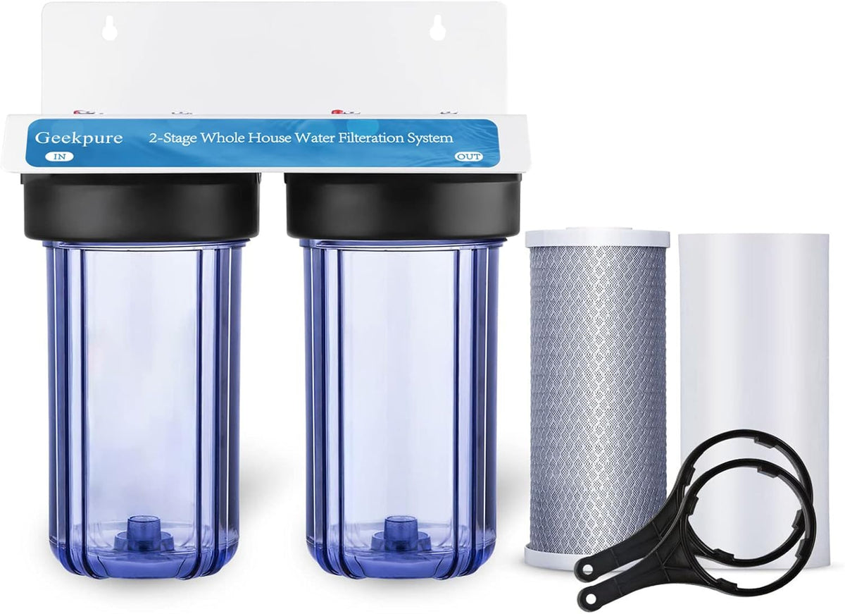 2 Stage Whole House Water Filter System with 10-Inch Big Clear Housing R3354