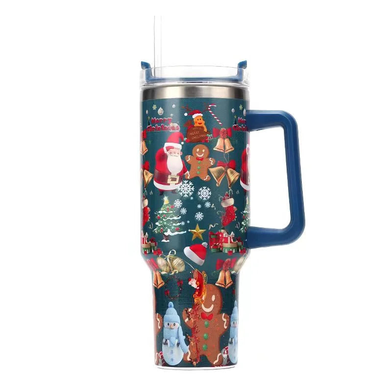 40oz Stainless Steel Water Cup with Handle and Straw Lid Y44894