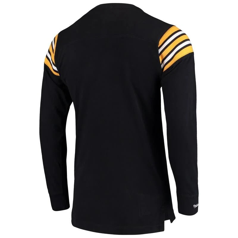Black Team Captain V-Neck Long Sleeve T-Shirt J14192