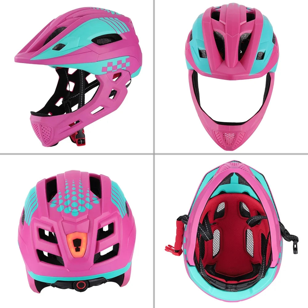 Kid Bike Full Face Helmet with Taillight and Detachable Chin K69414