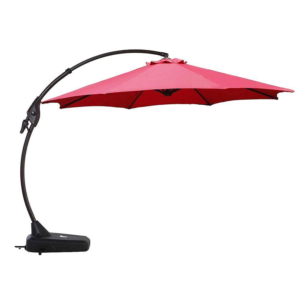 Brick Red Cantilever Patio Umbrella with Base Y143952