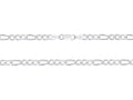 Solid 925 Sterling Silver 5.5mm Flat 22” Figaro Link Chain Necklace P16076