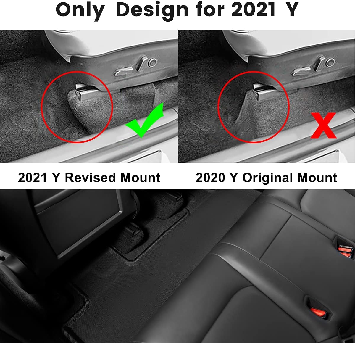 All-Weather Floor Mats for Tesla Model Y 2021, Black E723700