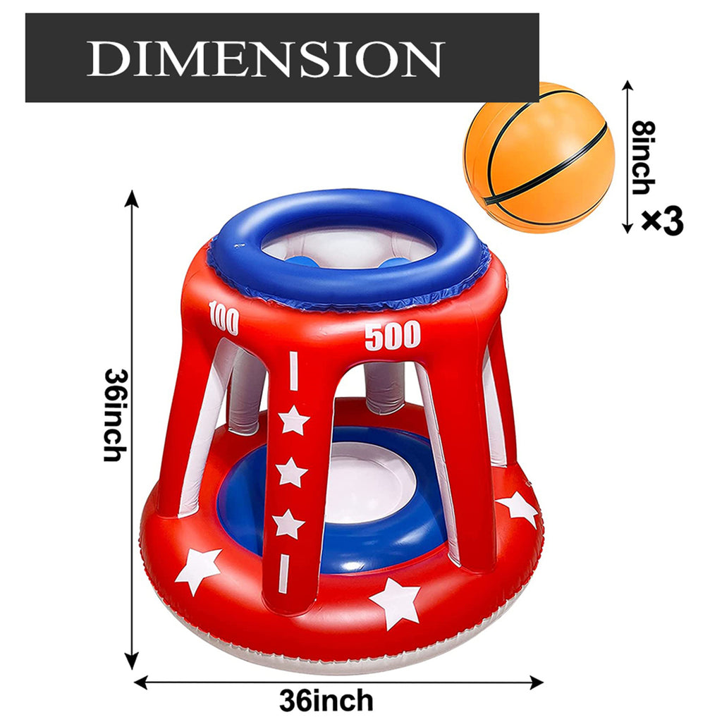 Giant Inflatable Pool Basketball Hoop with 3 Balls 6 Score Hole X461
