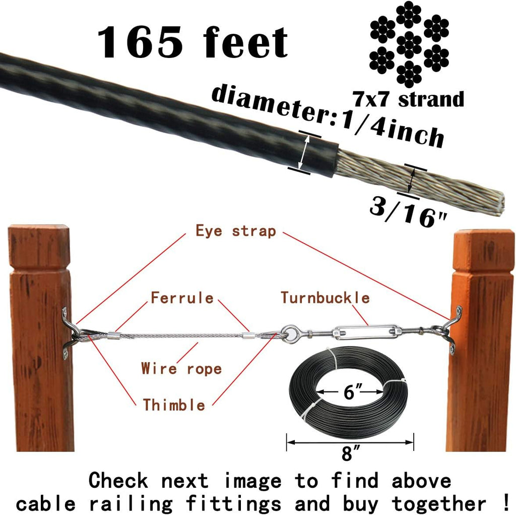 Black Vinyl Coated Stainless Steel 3/16inch Cable for Decking Railing V6592