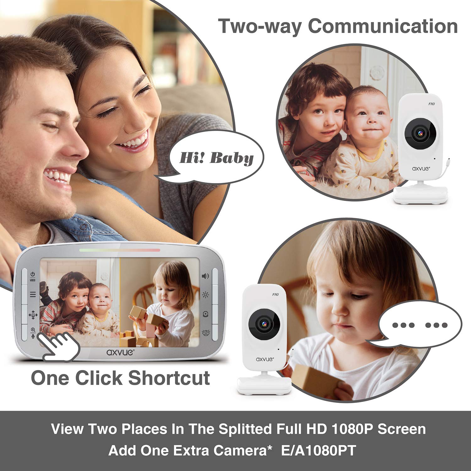 1080P 5.5 HD Video Baby Monitor with 2 HD Cams R916978