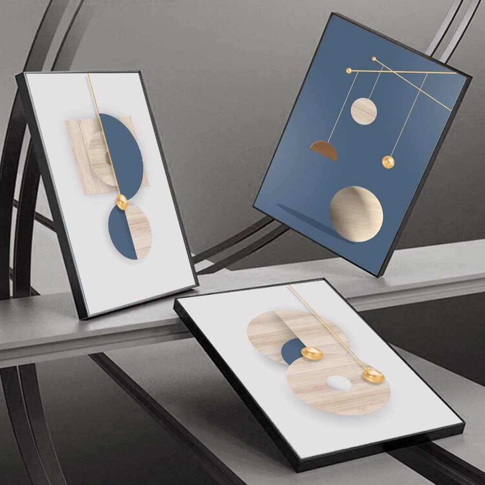 3 Piece Framed Canvas Wall Art Set Multicolor Geometric Abstract L4135