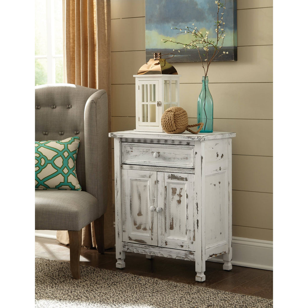 White Antique Accent Cabinet T403