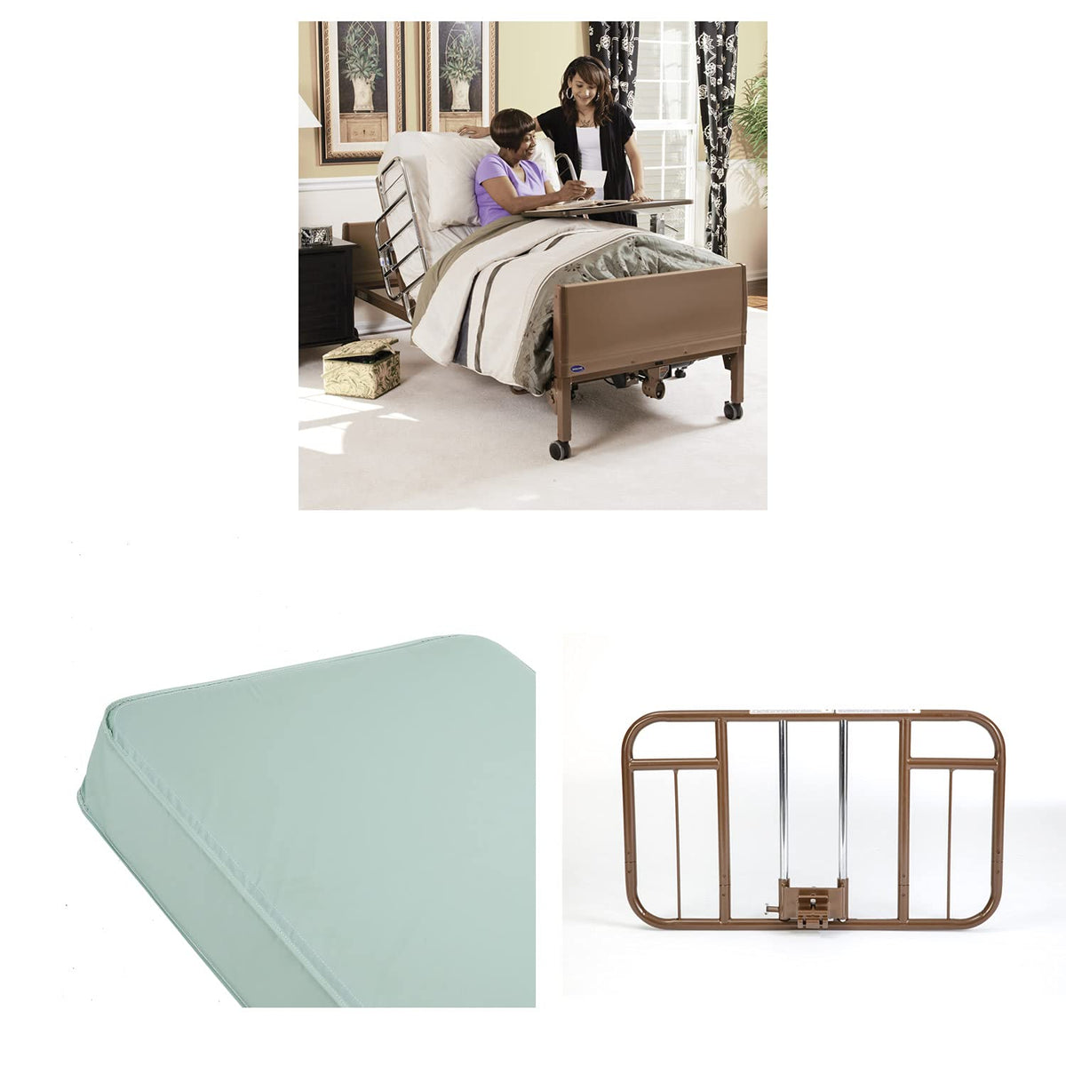 Full-Electric Homecare Bed with Mattress and Half Length Rails E355