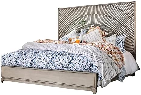 Antique Gray Solid Wood King Panel Bed P7750