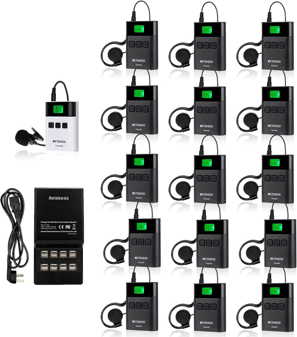 Wireless Tour Guide System Transmitter Receivers Charging Base E716656