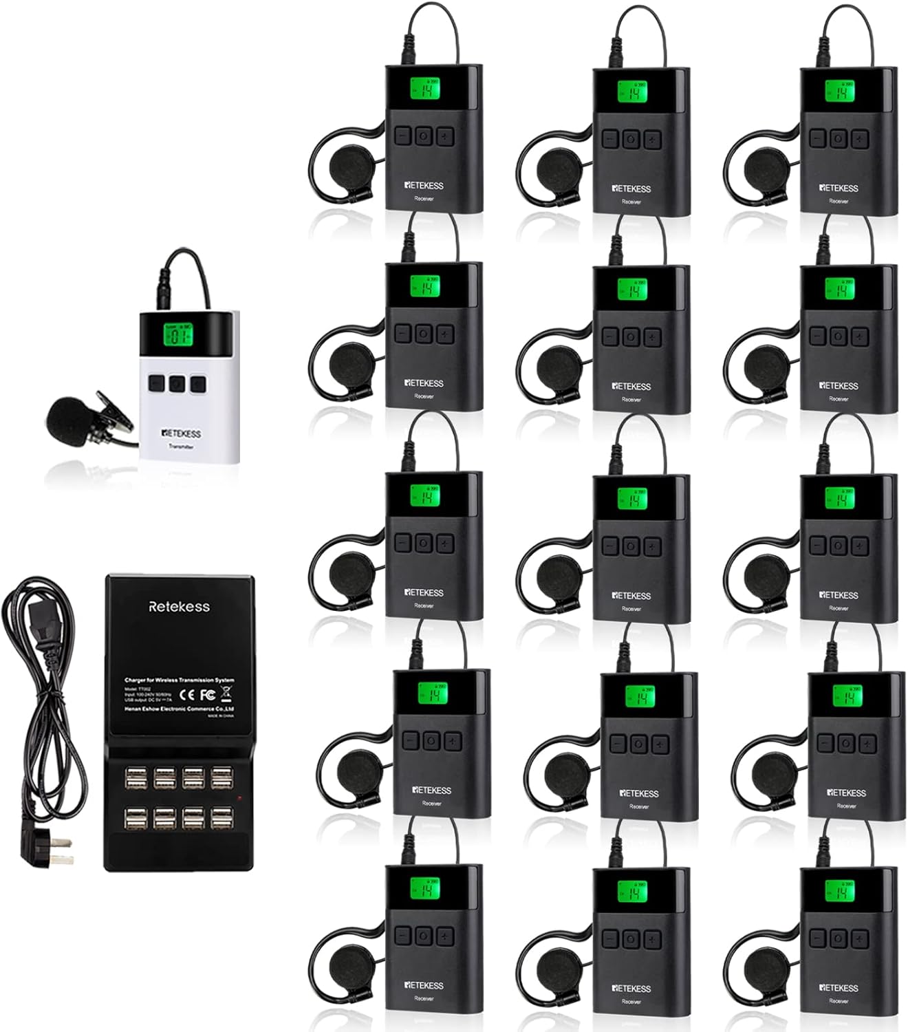 Wireless Tour Guide System Transmitter Receivers Charging Base E716656