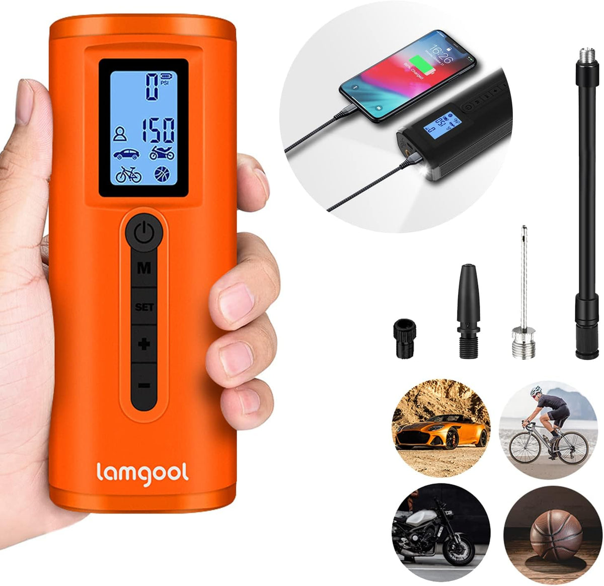 150 PSI Portable Tire Inflator Air Compressor with Digital Pressure Gauge LED Light L791