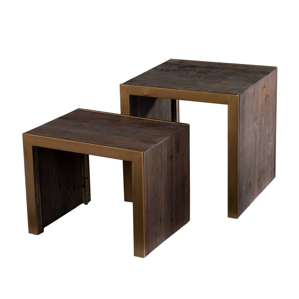 Set of 2 Reclaimed Wood Nested Accent Tables X104644