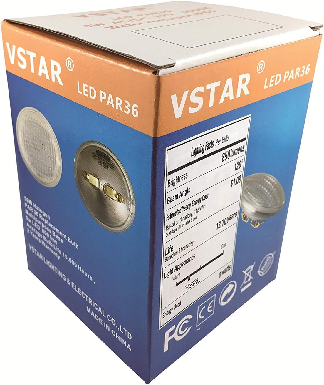 LED PAR36 9W Bulb, 12V, Warm White, Water Resistant, Pack of 4 U716